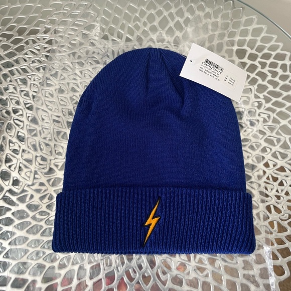 Aviator Nation Bolt Ribbed Knit Cuff Beanie in Blue NWT - Picture 4 of 6